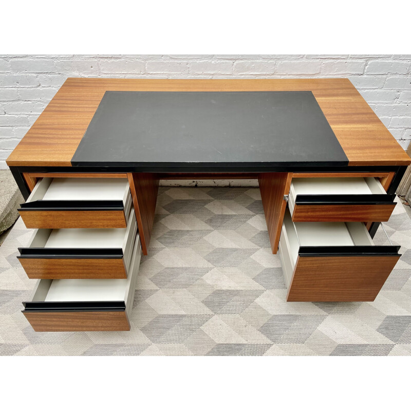 Bureau vintage en teck avec 5 tiroirs par Abbess Linear, 1970