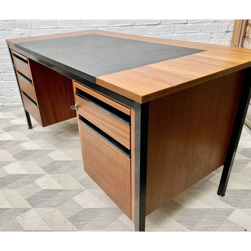 Bureau vintage en teck avec 5 tiroirs par Abbess Linear, 1970