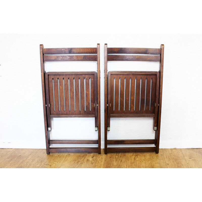 Pair of vintage plywood folding chairs, 1970-1980