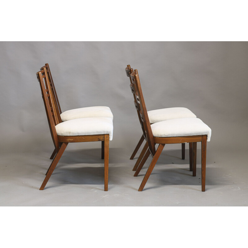 Ensemble de 6 chaises vintage en teck et tissu par Cesky nabytek, 1970