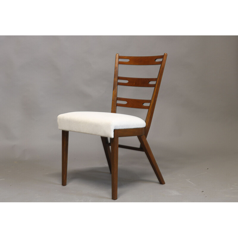 Set of 6 vintage teak and fabric dining chairs by Cesky nabytek, 1970s