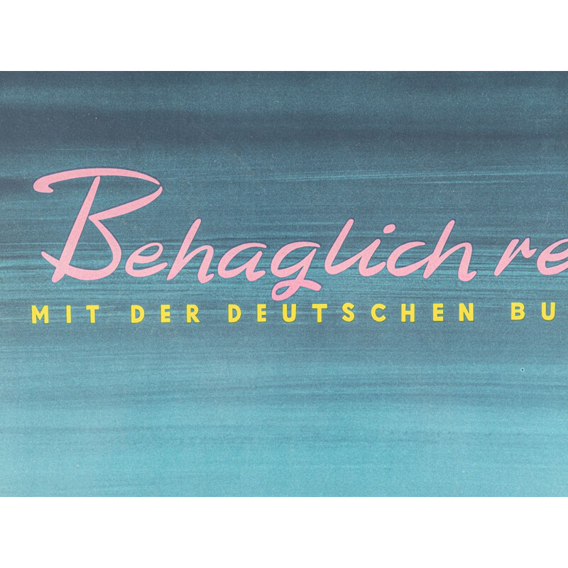Affiche vintage "Behaglich reisen" de Deutsche Bundesbahn, 1950