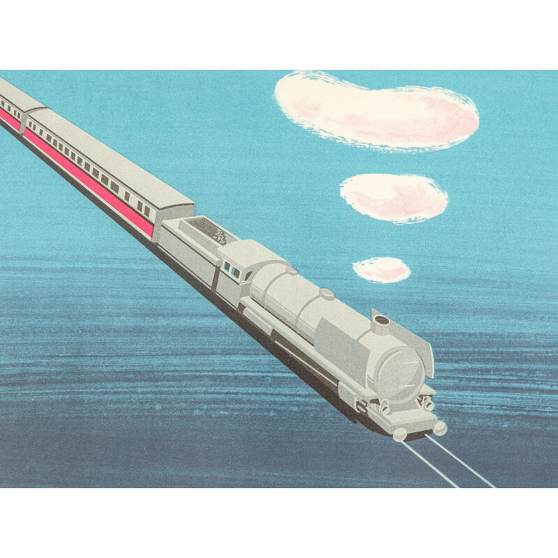 Vintage poster "Behaglich reisen" by Deutsche Bundesbahn, 1950s