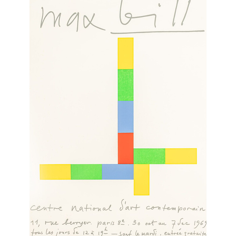 Affiche vintage d'exposition de Max Bill, 1969