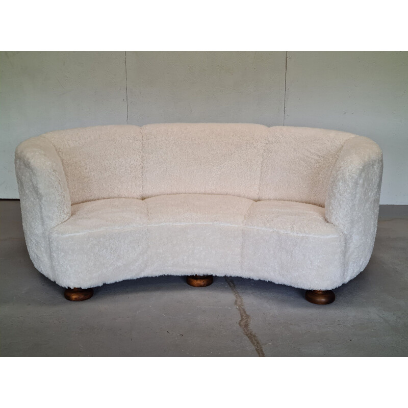 Mid century Danish "Banana" oakwood sofa, 1960