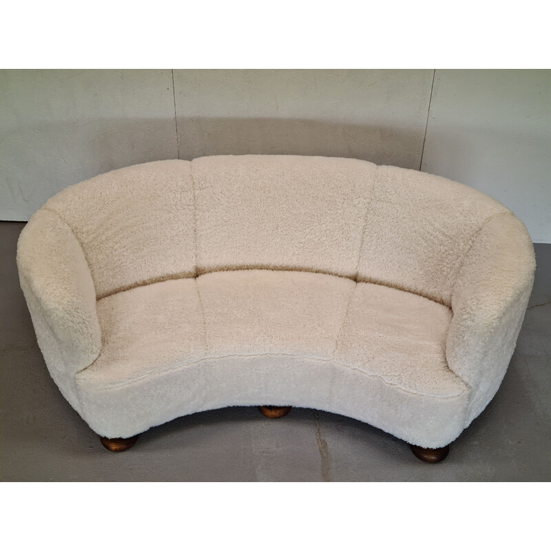 Mid century Danish "Banana" oakwood sofa, 1960