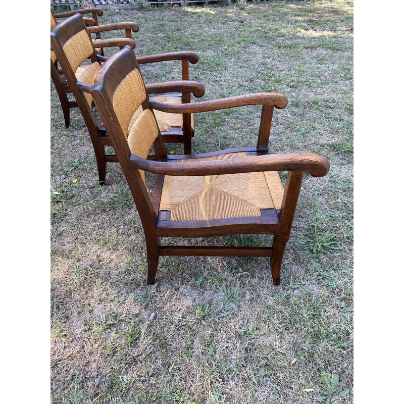 Lot de 2 fauteuils paillés vintage de style basque, 1940