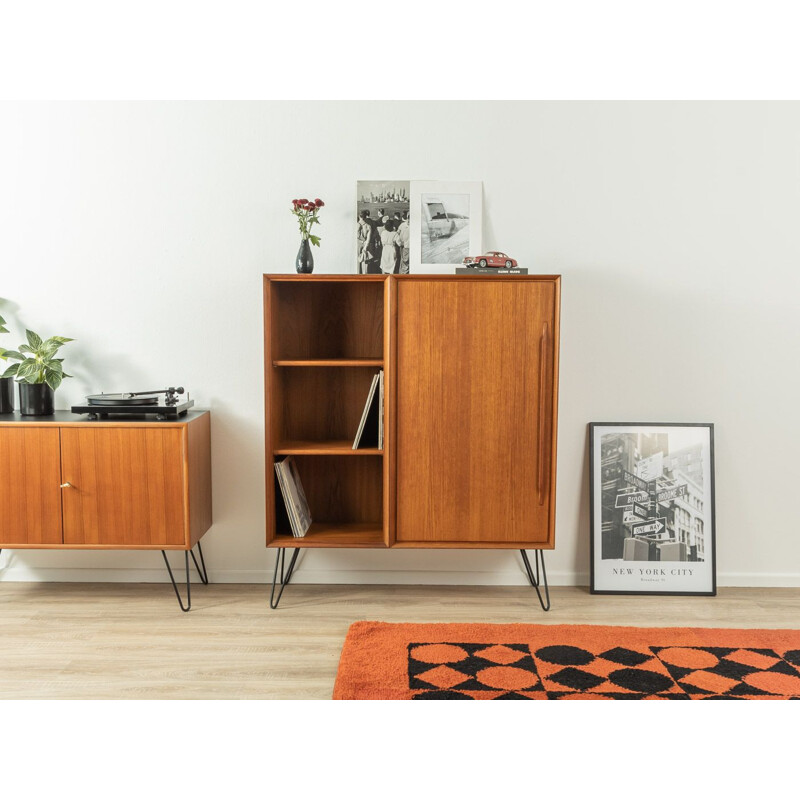 Mid century teak cabinet with one door and four shelves by Heinrich Riestenpatt, Germany 1960s