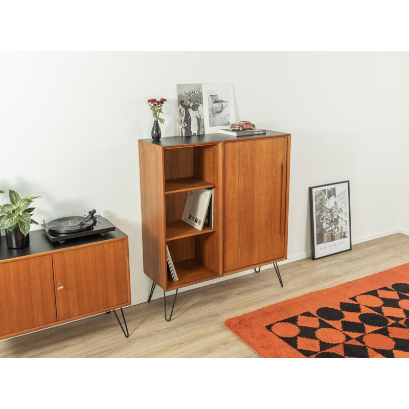 Mid century teak cabinet with one door and four shelves by Heinrich Riestenpatt, Germany 1960s