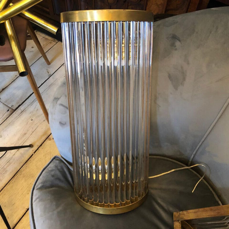 Mid-century modern brass and glass wall lamp, Italy 1970