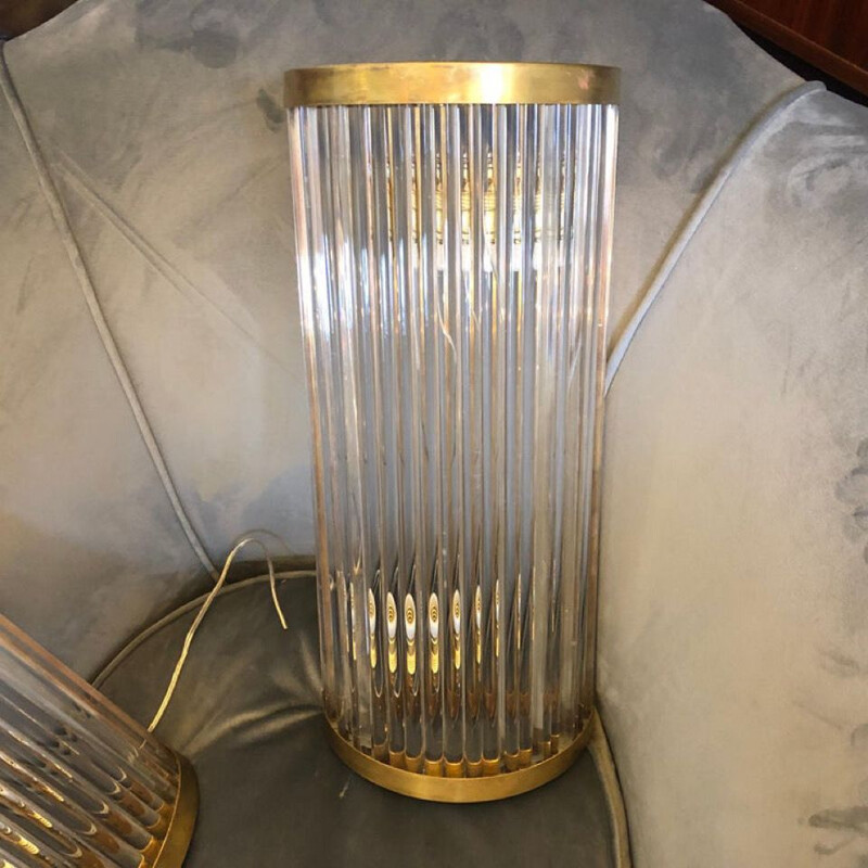 Mid-century modern brass and glass wall lamp, Italy 1970