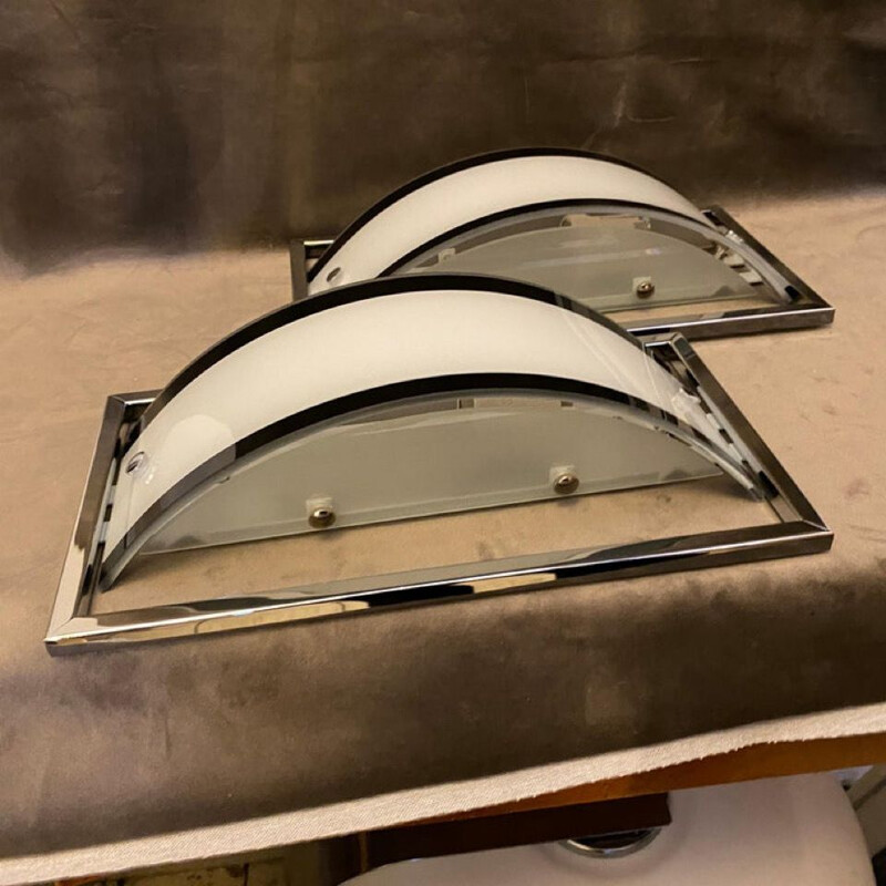 Pair of vintage modernist Italian wall lamps, 1980s