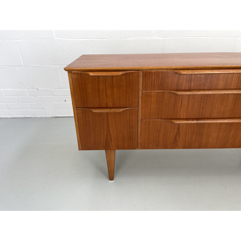 Vintage teak sideboard with 6 drawers, 1960