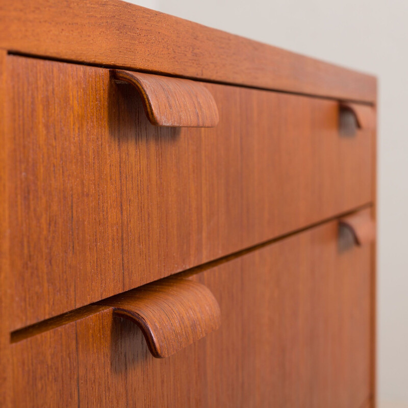 Danish teak vintage highboard with folding doors and 4 drawers, 1970s