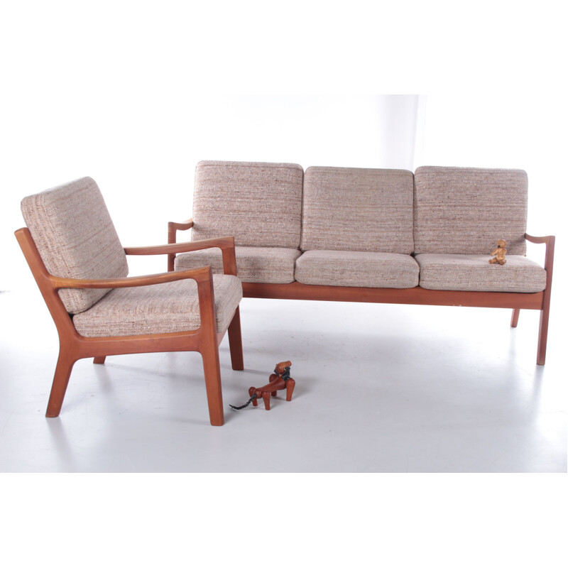 Vintage teak and fabric Boucle living room set by Ole Wanscher for PJ Furniture AS, 1960