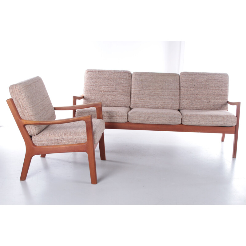 Vintage teak and fabric Boucle living room set by Ole Wanscher for PJ Furniture AS, 1960