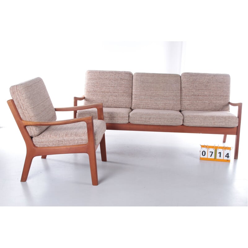 Vintage teak and fabric Boucle living room set by Ole Wanscher for PJ Furniture AS, 1960