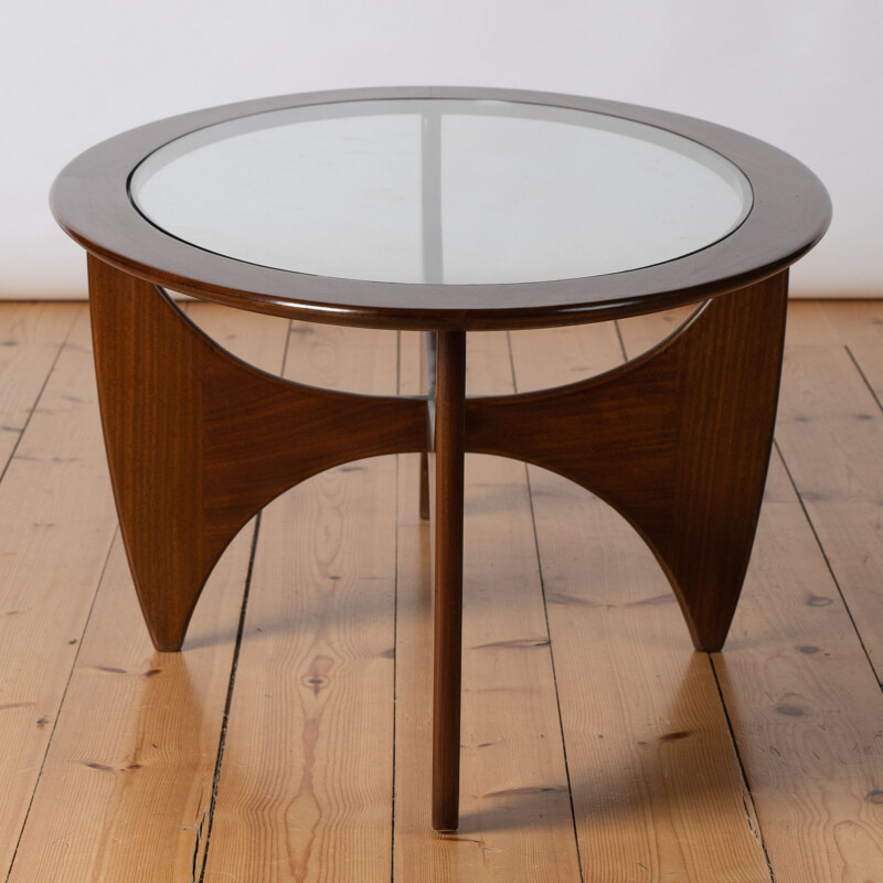 G Plan oval teak and glass vintage coffee table by V B Wilkes, 1969