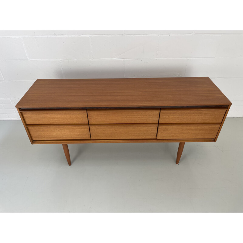 Vintage teak sideboard with 6 drawers by Frank Guille for Austinsuite London, England 1960s