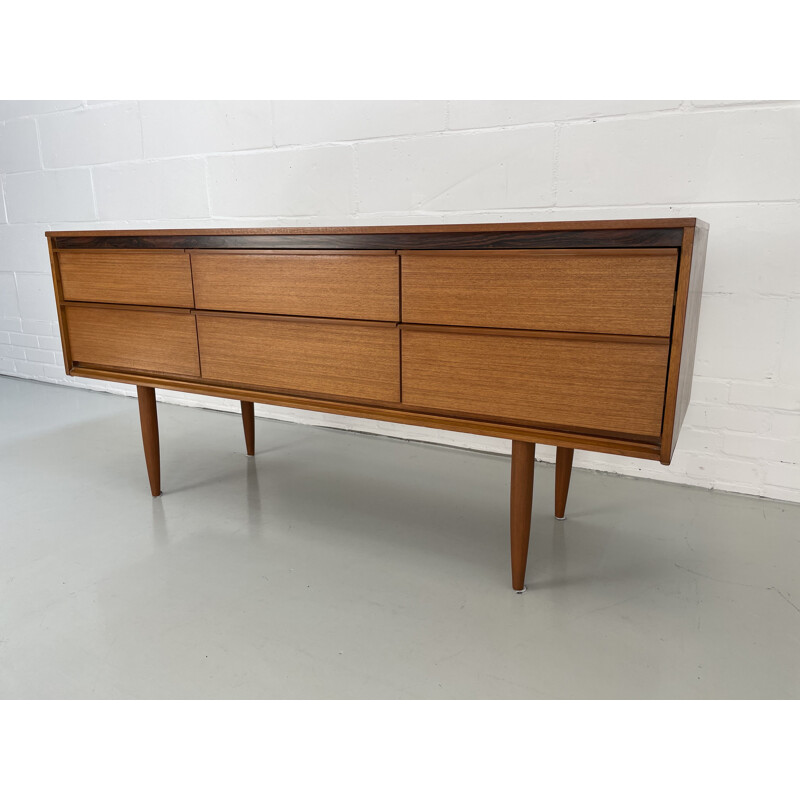 Vintage teak sideboard with 6 drawers by Frank Guille for Austinsuite London, England 1960s