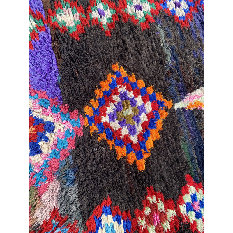 Vintage Berber Boucherouite rug