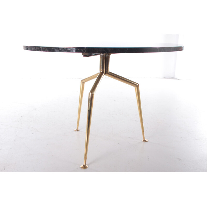 Italian vintage coffee table with golden brass base, 1960s