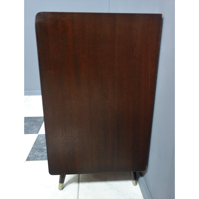 Vintage dark wood sideboard with sliding doors, 1960