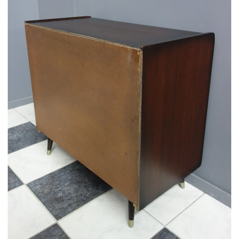 Vintage dark wood sideboard with sliding doors, 1960