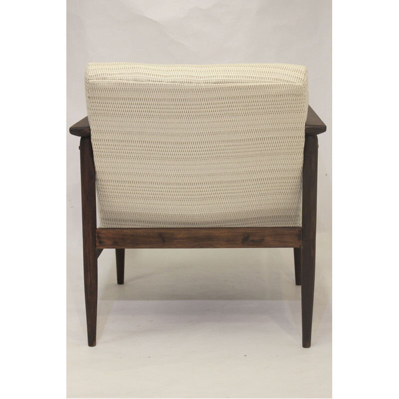 Vintage beechwood and white fabric armchair, 1970