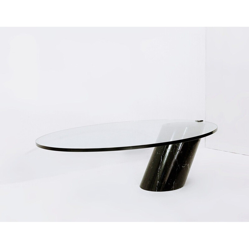 Table basse vintage en marbre noir et verre modèle K1000 par Team Form pour Ronald Schmitt, 1970
