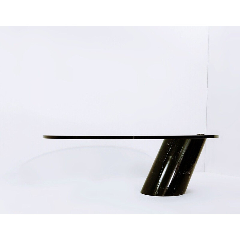 Table basse vintage en marbre noir et verre modèle K1000 par Team Form pour Ronald Schmitt, 1970