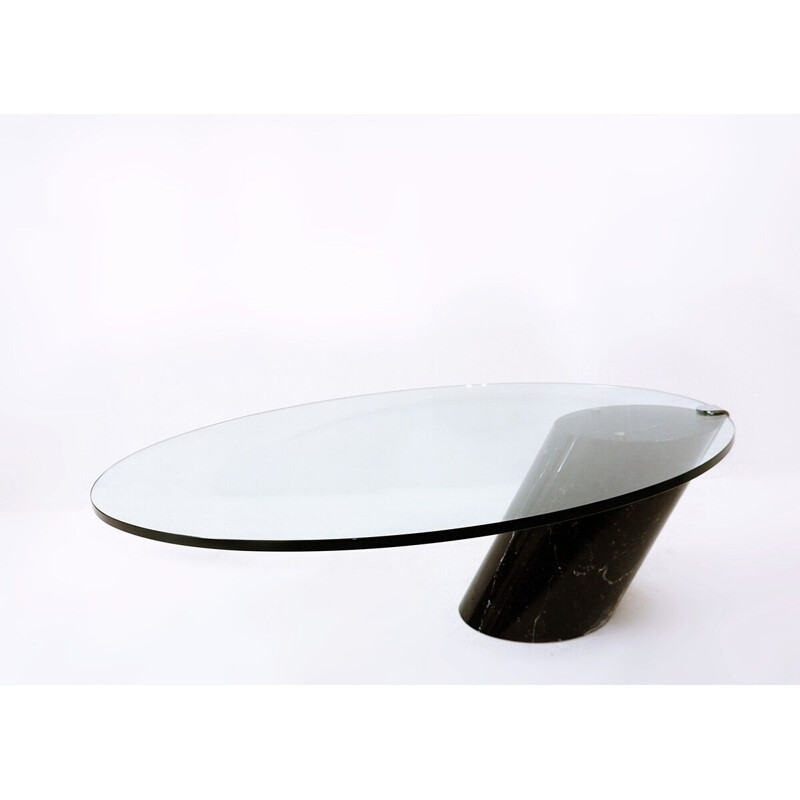 Vintage black marble and glass coffee table model K1000 by Team Form for Ronald Schmitt, 1970