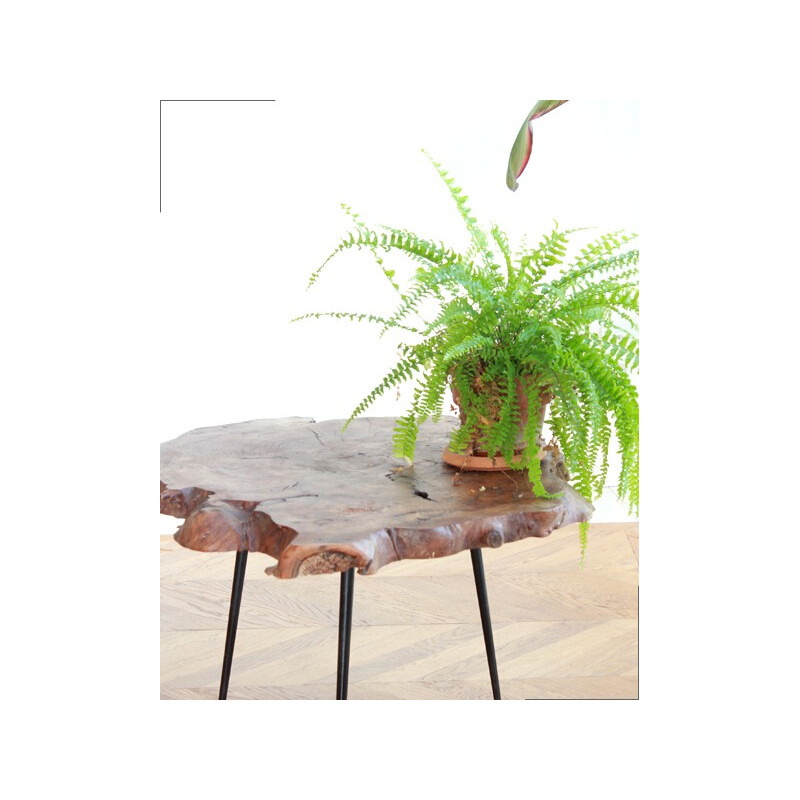 Coffee table in solid walnut and metal - 1960s