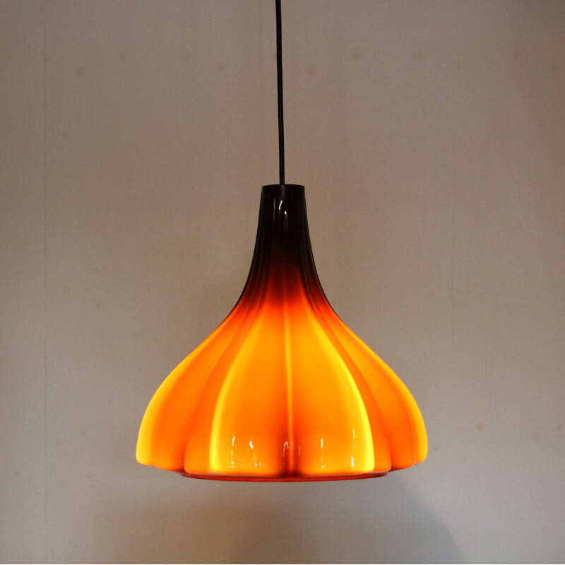 Vintage brown glass pendant lamp, 1970