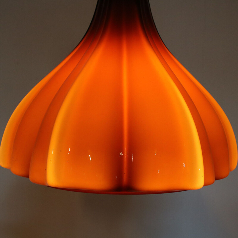 Vintage brown glass pendant lamp, 1970