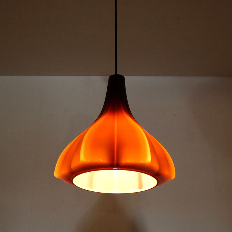 Vintage brown glass pendant lamp, 1970