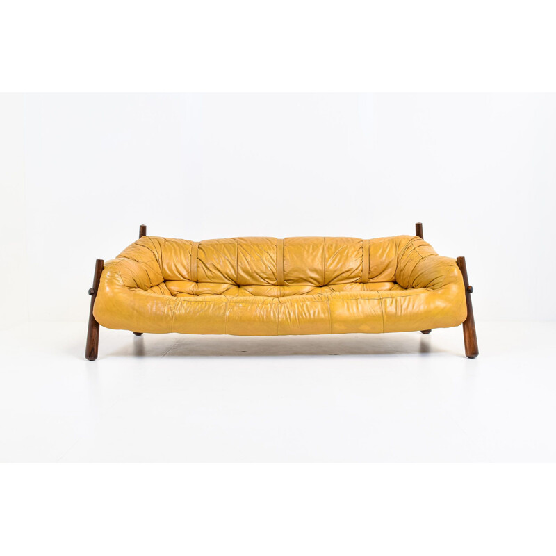 Vintage MP-81 mustard leather sofa by Percival Lafer