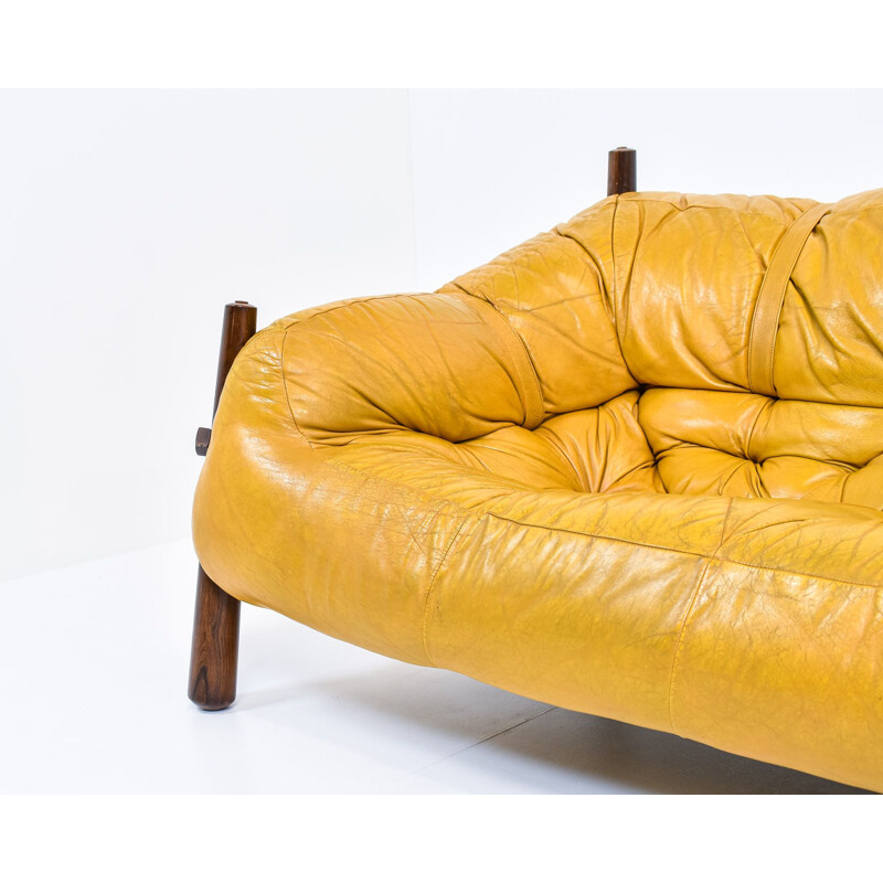 Vintage MP-81 mustard leather sofa by Percival Lafer