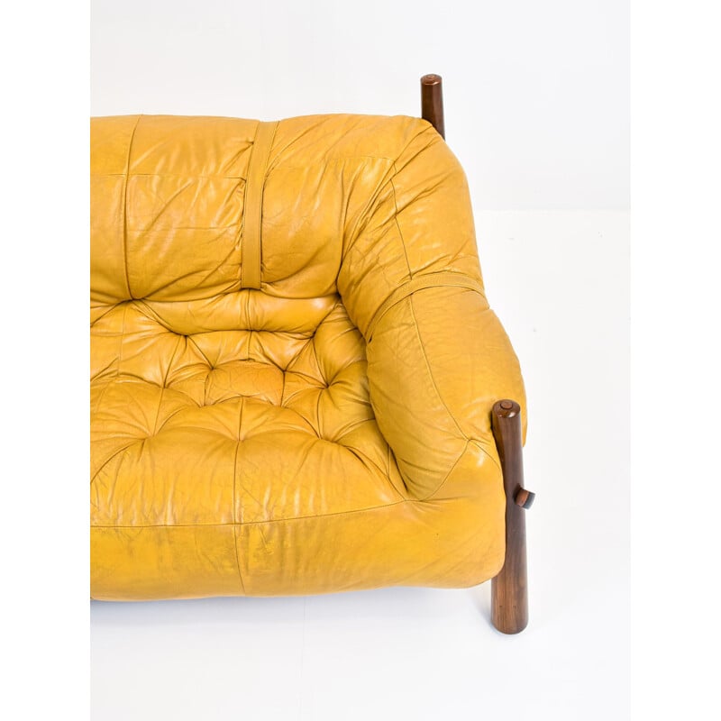 Vintage MP-81 mustard leather sofa by Percival Lafer