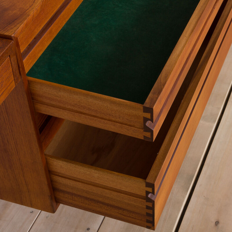 Vintage teak wall unit with desk and dresser by Cadovius, 1960