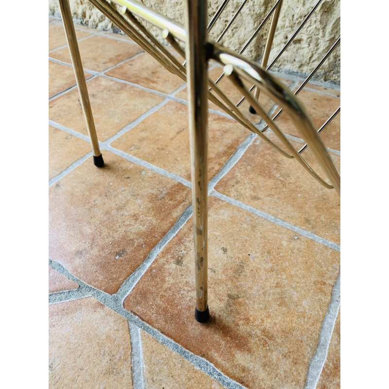 Vintage brass and wood side table, 1960