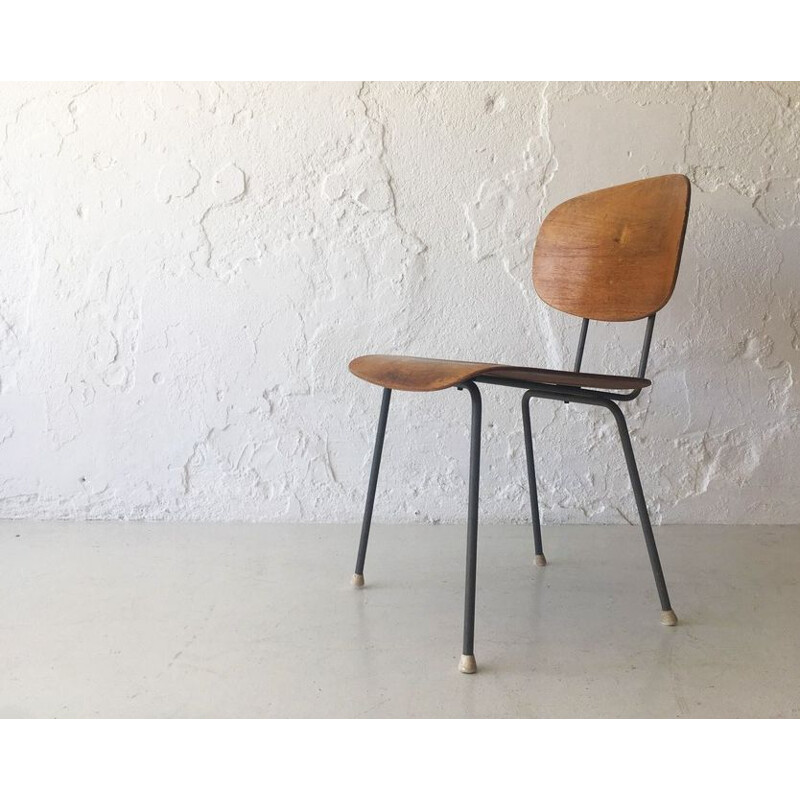 Vintage beechwood chair by Wim Rietvield for Gispen, 1952