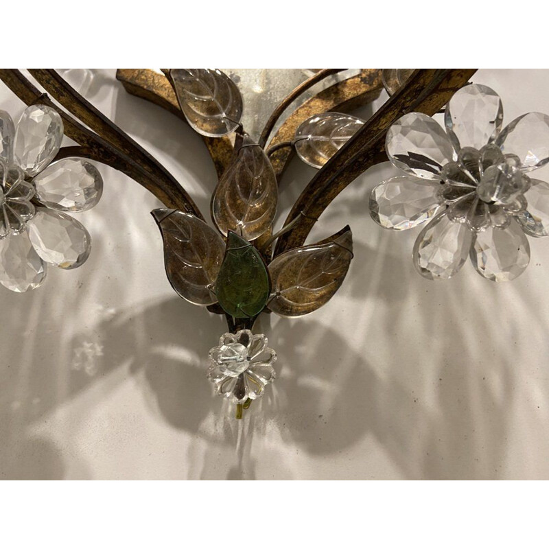 Pair of vintage Murano glass sconces with mirror, 1950