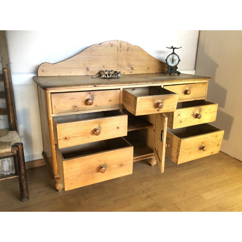 Vintage pine kitchen lowboard, 1900