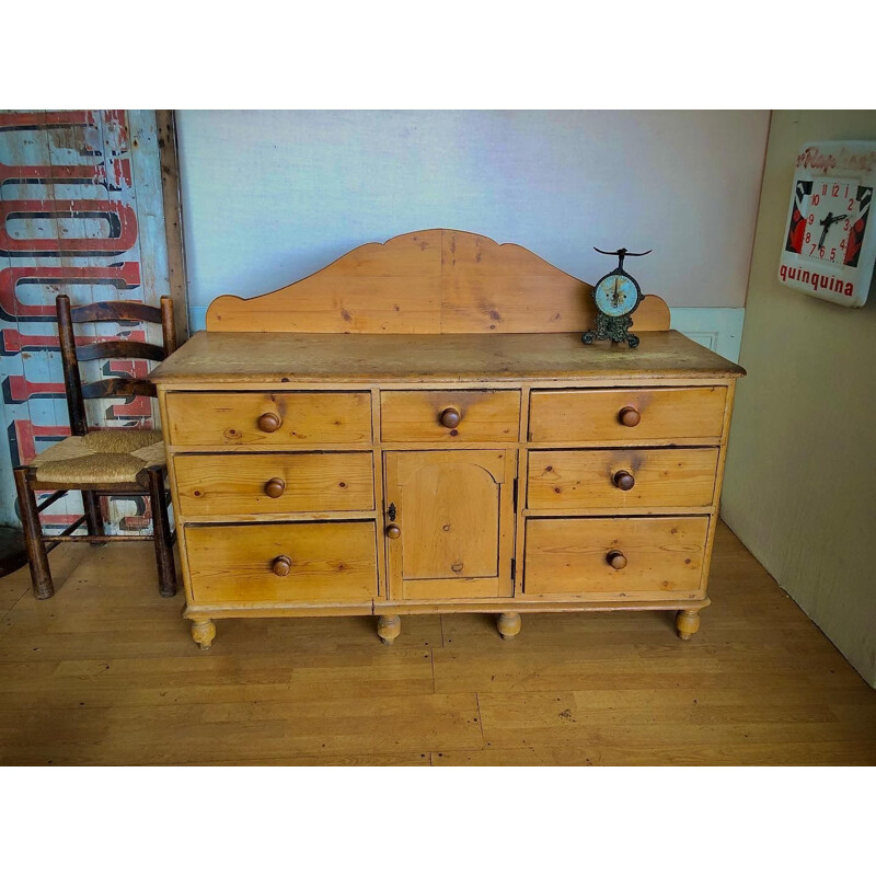 Vintage grenen keuken dressoir, 1900