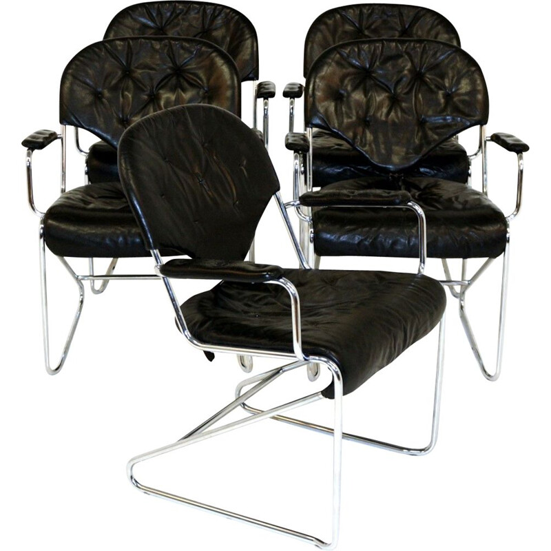 Set of 5 vintage armchairs by Sam Larsson for Dux, 1974