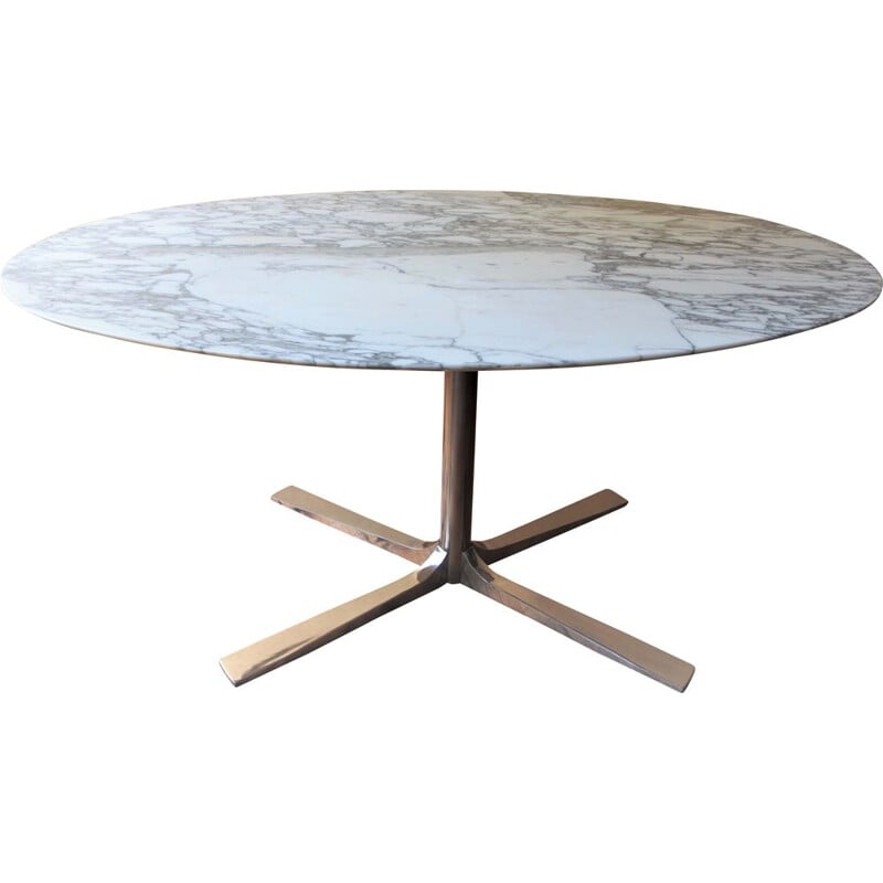Table ovale vintage en marbre de roche bobois, 1970