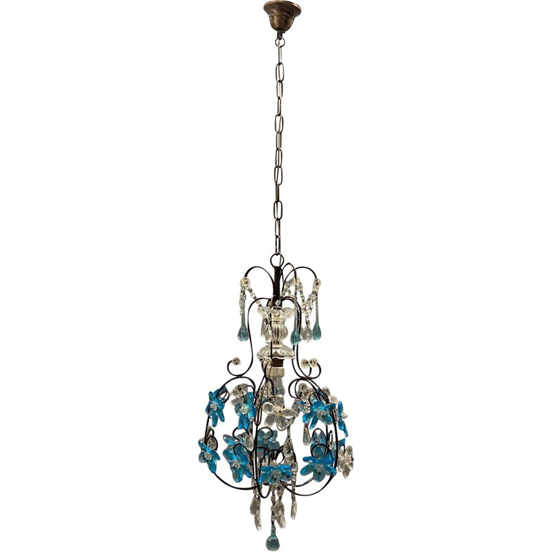 Vintage blue Murano glass chandelier, 1960