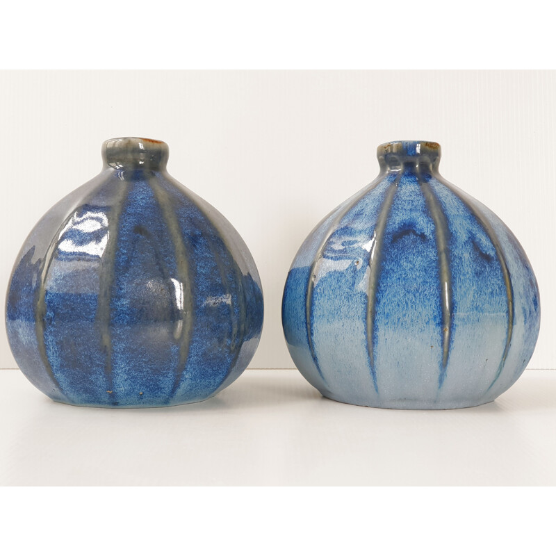 Paar Vintage-Vasen aus Steingut Art Deco
