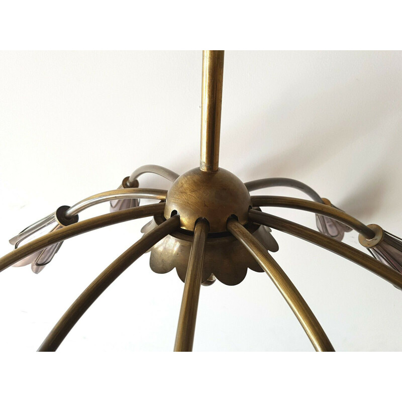 Vintage brass chandelier from Lunel, 1950